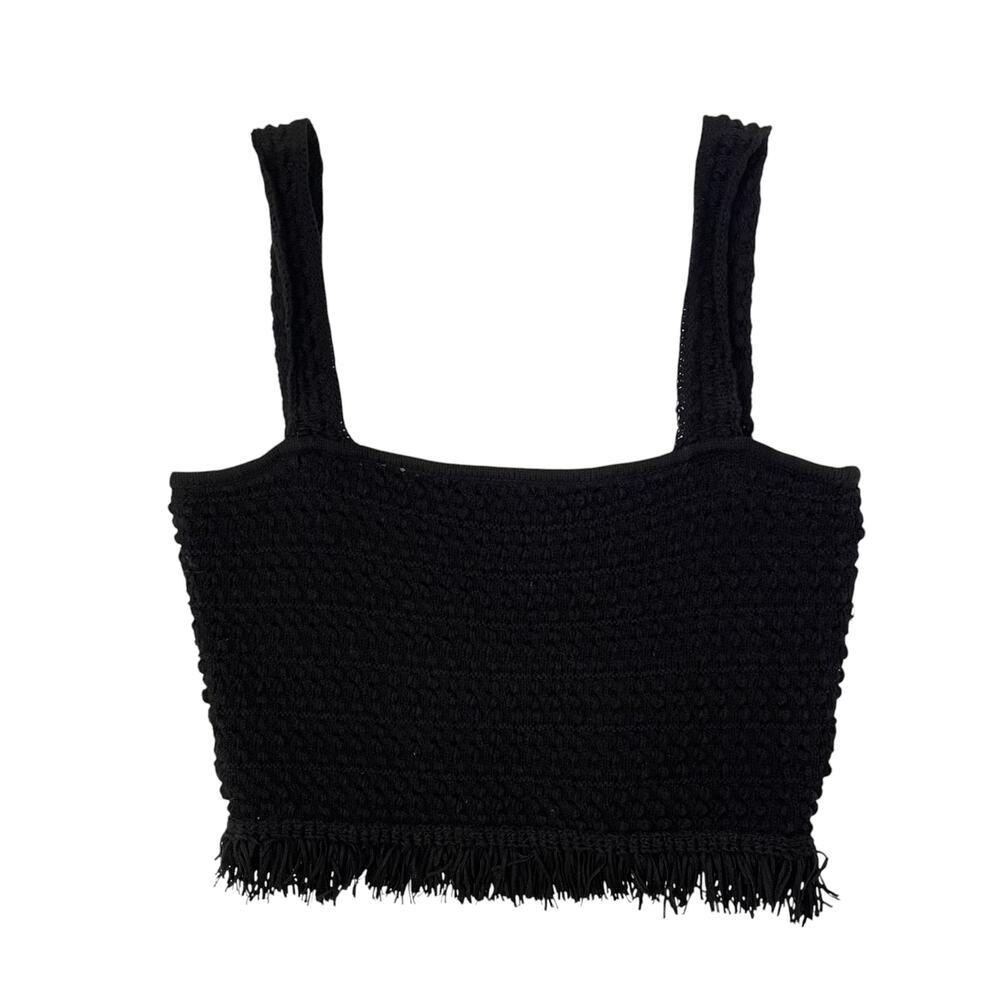 AQUA Crochet Crop Top & Midi Skirt Set - 100% Cotton - Black - Size S - Picture 3 of 6